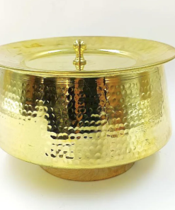 2 Liter Pure Brass Hammered Biryani Handi with Lid - Tin Coated (Kalai)